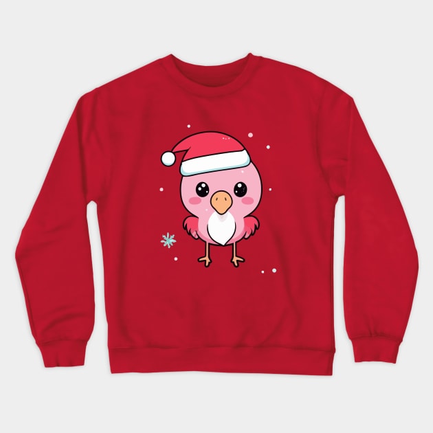 Kawaii Christmas Flamingo - Adorable Holiday Delight for Flamingo Lovers Crewneck Sweatshirt by Rishirt